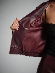 burgundy faux leather jacket