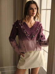 Ombre Purple Knit Sweater for Women – Cozy Winter Style