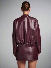 burgundy faux leather jacket