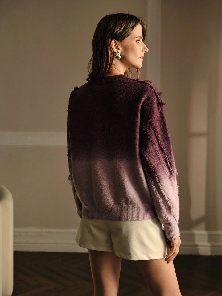 Ombre Purple Knit Sweater for Women – Cozy Winter Style