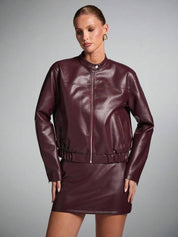 burgundy faux leather jacket