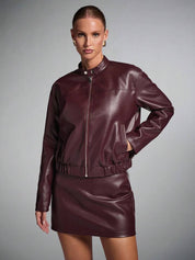 burgundy faux leather jacket
