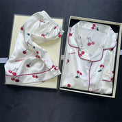 Cherry Print Satin Pajama Set