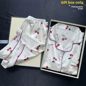 Cherry Print Satin Pajama Set