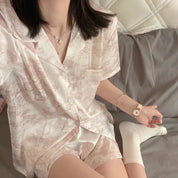 Cherry Print Satin Pajama Set
