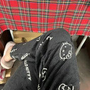 2024 Sanrio Anime Hello Kitty Pajamas Halloween Flannel Fashion Velvet Pants Girls Kawaii Cartoon Casual Fall Winter Home Pants