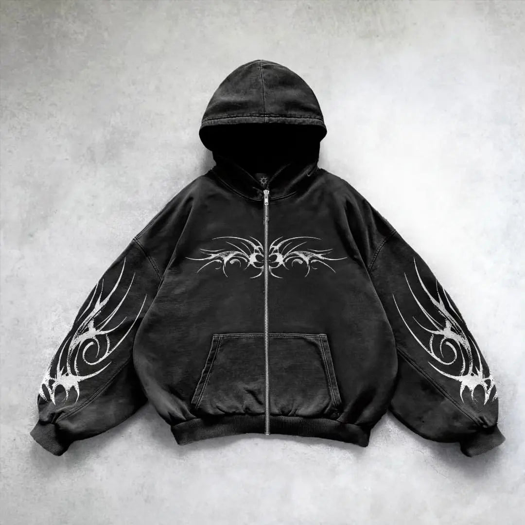 ⚫ Y2K Gothic Graphic Hoodie