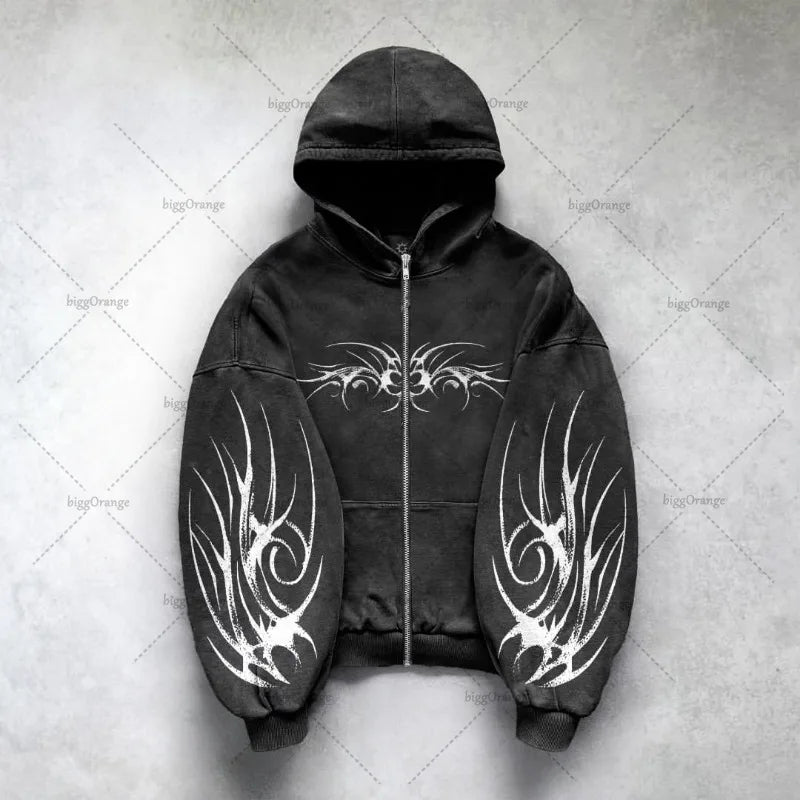 ⚫ Y2K Gothic Graphic Hoodie