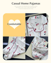 Cherry Print Satin Pajama Set