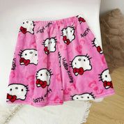 2024 Sanrio Anime Hello Kitty Pajamas Halloween Flannel Fashion Velvet Pants Girls Kawaii Cartoon Casual Fall Winter Home Pants