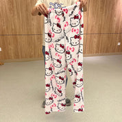 New Sanrio Y2k Autumn Hello Kitty Batman Pajama Pants Cartoon Hip Hop Ladies Warm Casual Flannel Cute Pants Plush Style Clothing