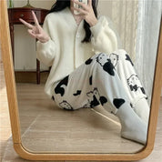 2024 Sanrio Anime Hello Kitty Pajamas Halloween Flannel Fashion Velvet Pants Girls Kawaii Cartoon Casual Fall Winter Home Pants