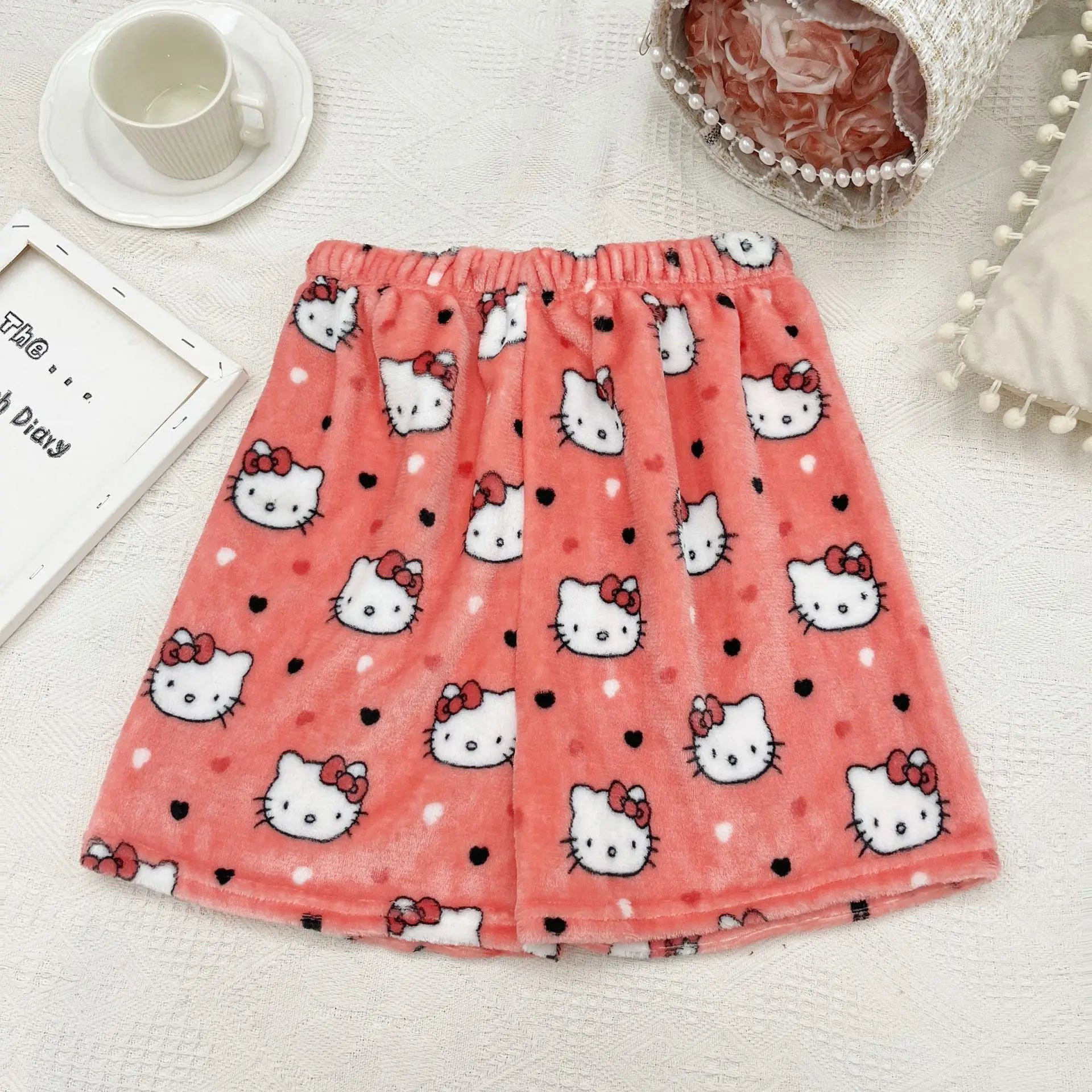 2024 Sanrio Anime Hello Kitty Pajamas Halloween Flannel Fashion Velvet Pants Girls Kawaii Cartoon Casual Fall Winter Home Pants