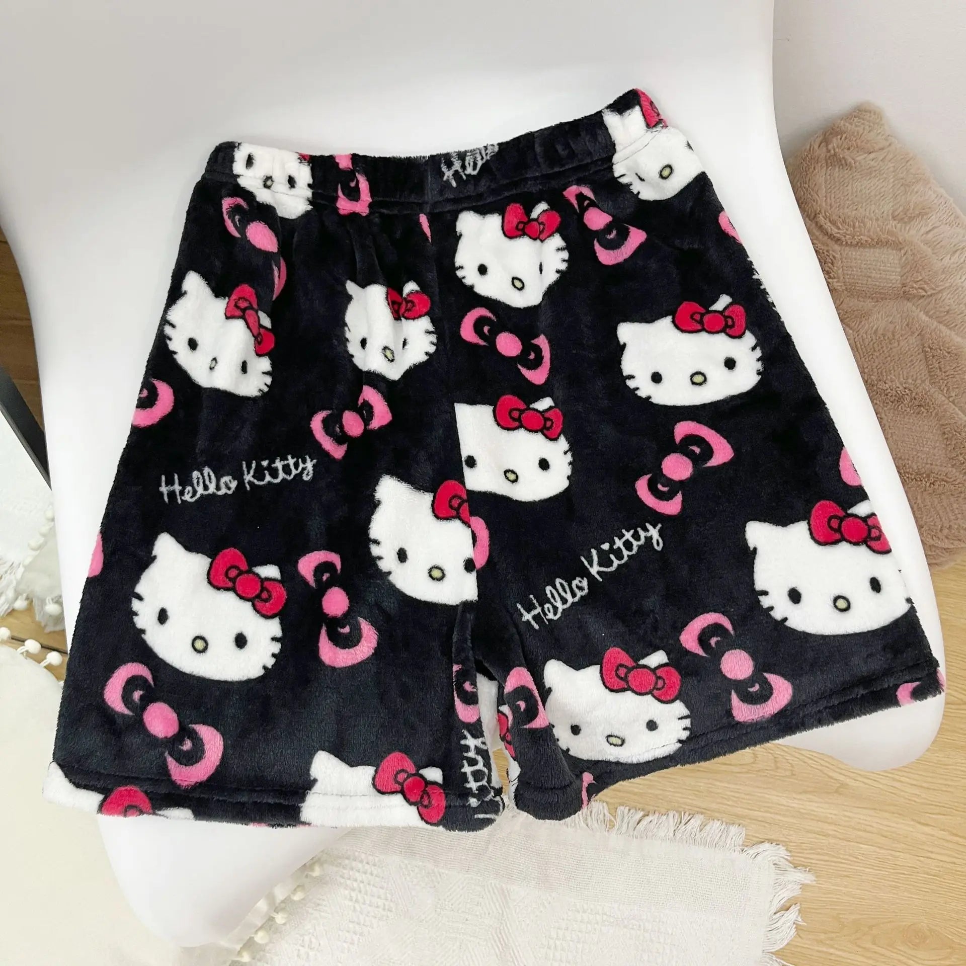2024 Sanrio Anime Hello Kitty Pajamas Halloween Flannel Fashion Velvet Pants Girls Kawaii Cartoon Casual Fall Winter Home Pants