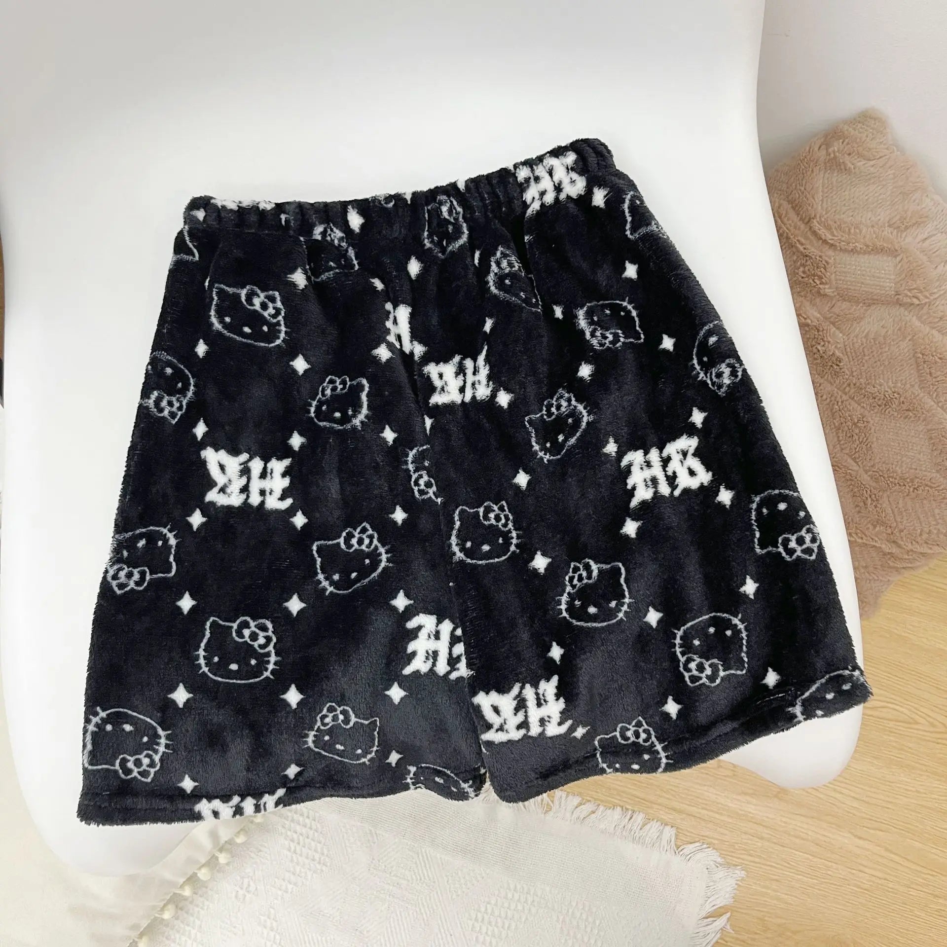 2024 Sanrio Anime Hello Kitty Pajamas Halloween Flannel Fashion Velvet Pants Girls Kawaii Cartoon Casual Fall Winter Home Pants