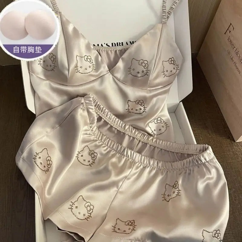 Sweet Hello Kitty Silk Pajama Set