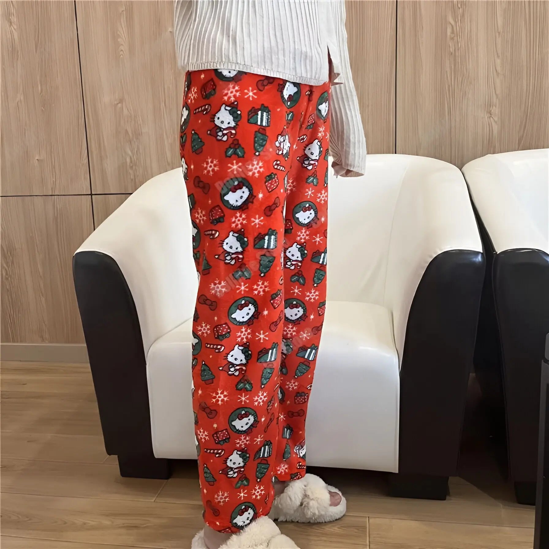 New Sanrio Y2k Autumn Hello Kitty Batman Pajama Pants Cartoon Hip Hop Ladies Warm Casual Flannel Cute Pants Plush Style Clothing